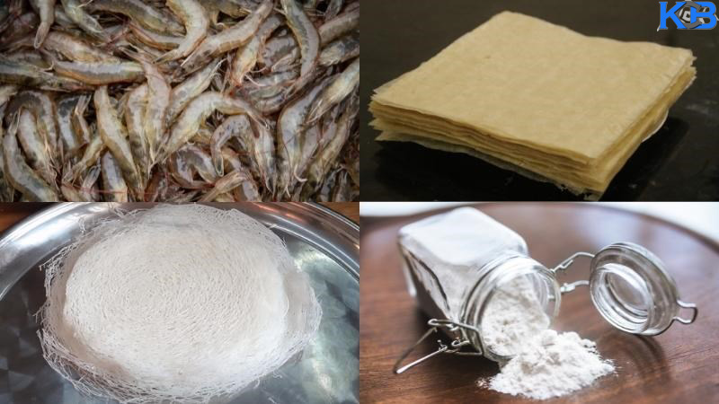 Nguyên liệu làm tôm cuốn chả rế Nguyên liệu làm tôm cuốn chả rế