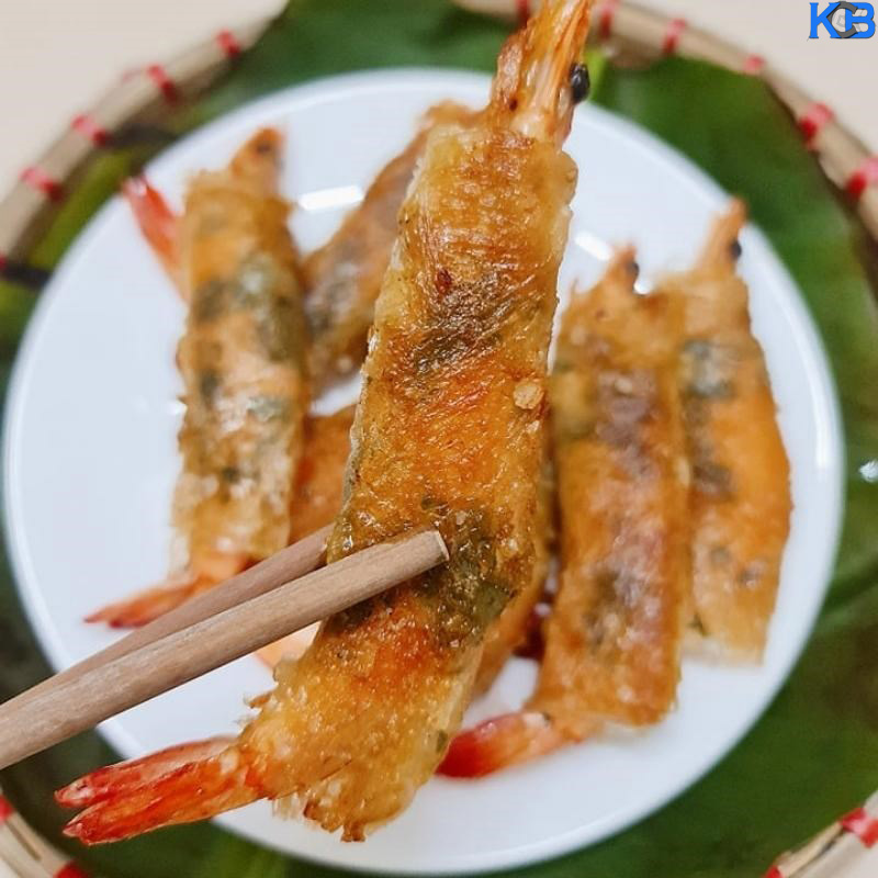 Thành phẩm món tôm cuốn chả rế Thành phẩm món tôm cuốn chả rế